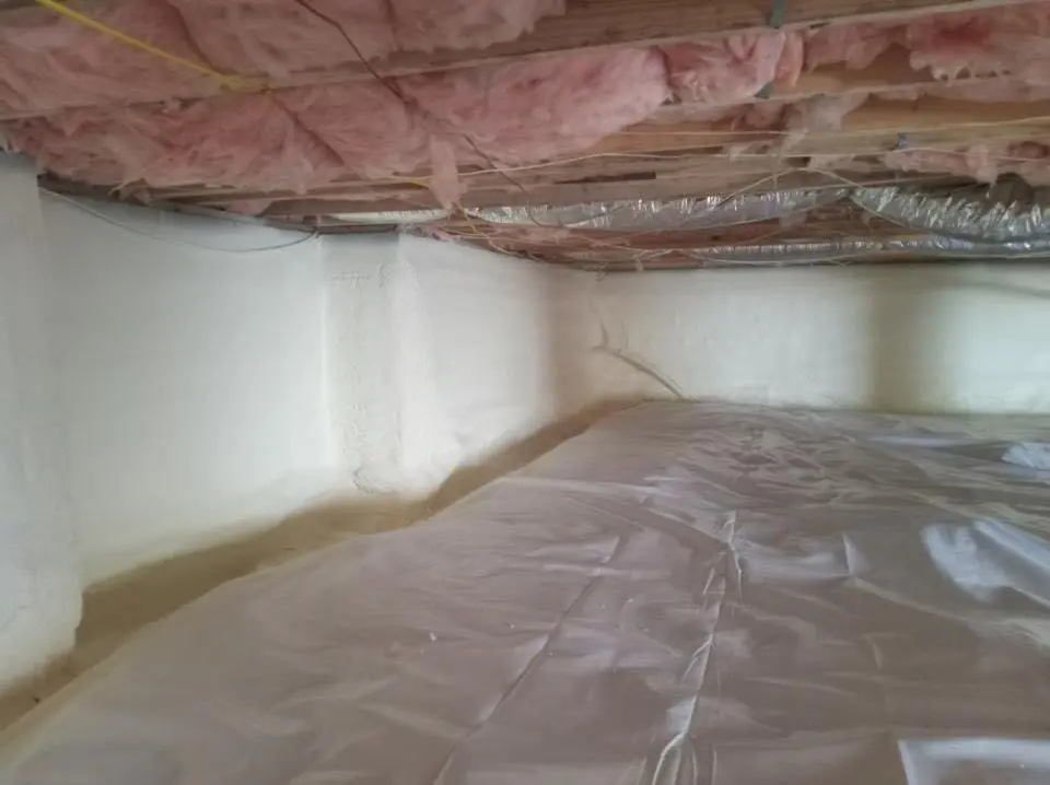 Crawl space encapsulation with closed-cell spray foam for Commercial Roof Restoration in Buena Vista